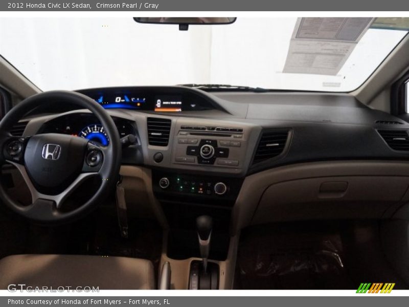 Crimson Pearl / Gray 2012 Honda Civic LX Sedan