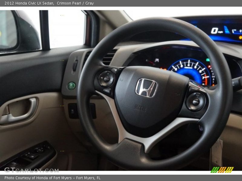 Crimson Pearl / Gray 2012 Honda Civic LX Sedan