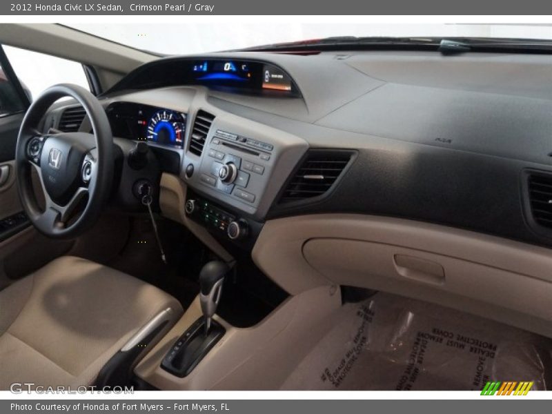 Crimson Pearl / Gray 2012 Honda Civic LX Sedan
