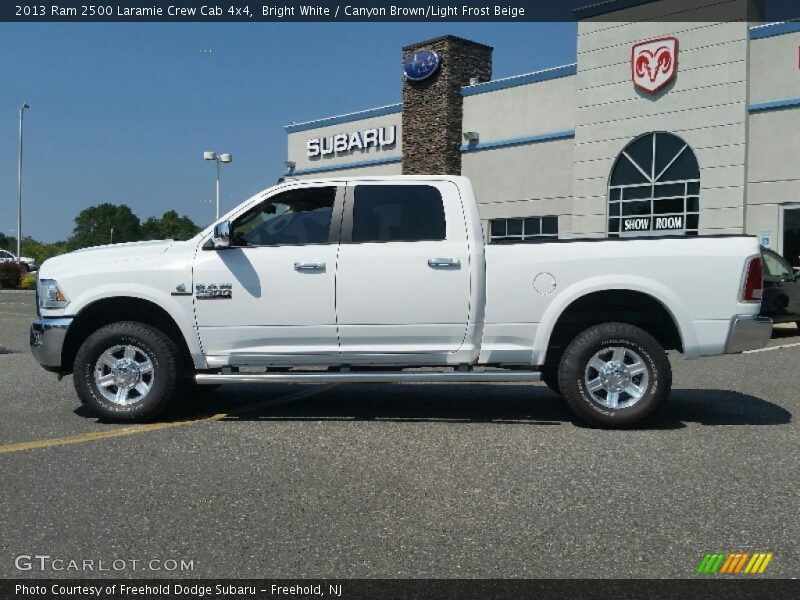 Bright White / Canyon Brown/Light Frost Beige 2013 Ram 2500 Laramie Crew Cab 4x4