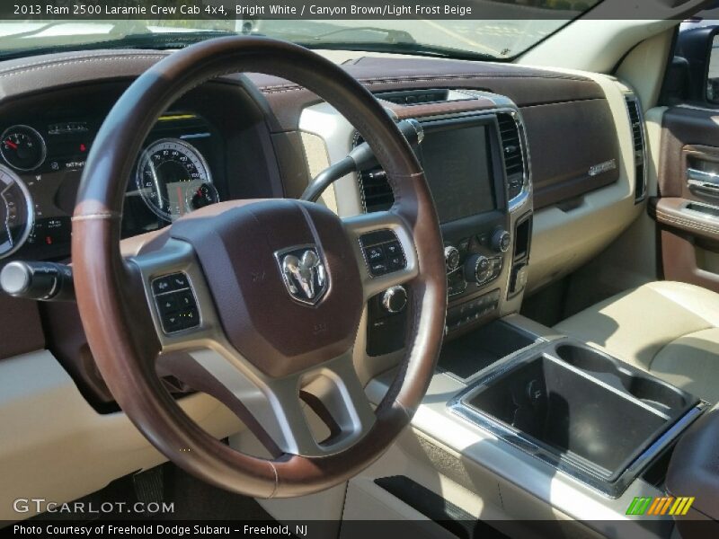 Bright White / Canyon Brown/Light Frost Beige 2013 Ram 2500 Laramie Crew Cab 4x4