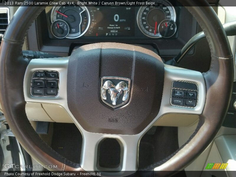 Bright White / Canyon Brown/Light Frost Beige 2013 Ram 2500 Laramie Crew Cab 4x4