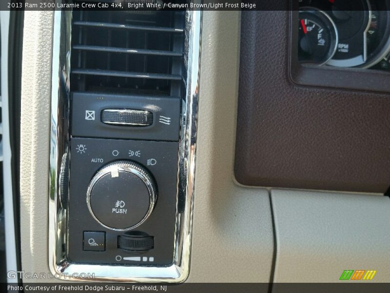 Bright White / Canyon Brown/Light Frost Beige 2013 Ram 2500 Laramie Crew Cab 4x4