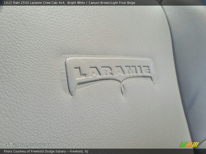 Bright White / Canyon Brown/Light Frost Beige 2013 Ram 2500 Laramie Crew Cab 4x4