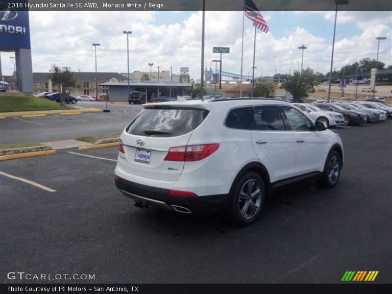 Monaco White / Beige 2016 Hyundai Santa Fe SE AWD