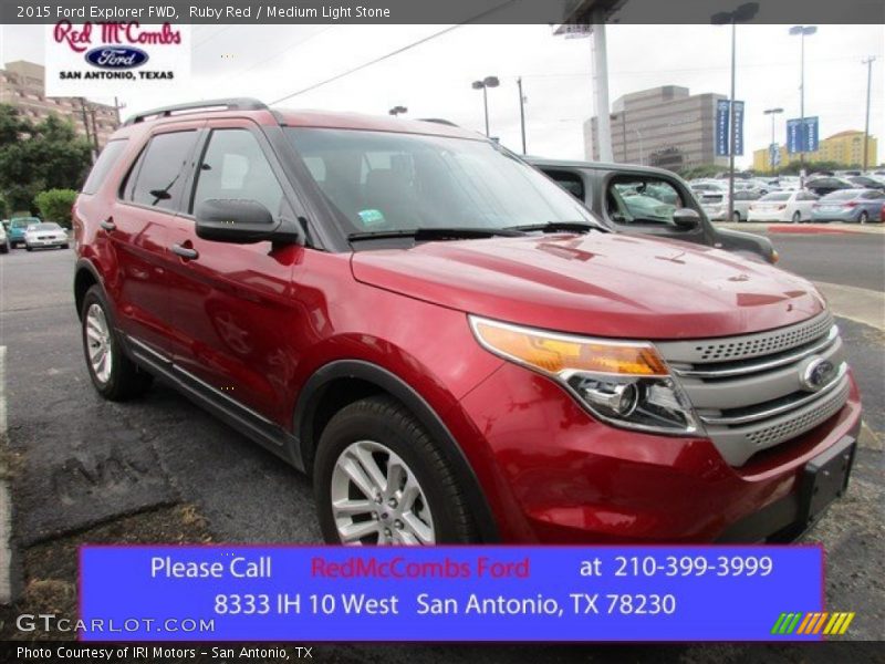Ruby Red / Medium Light Stone 2015 Ford Explorer FWD