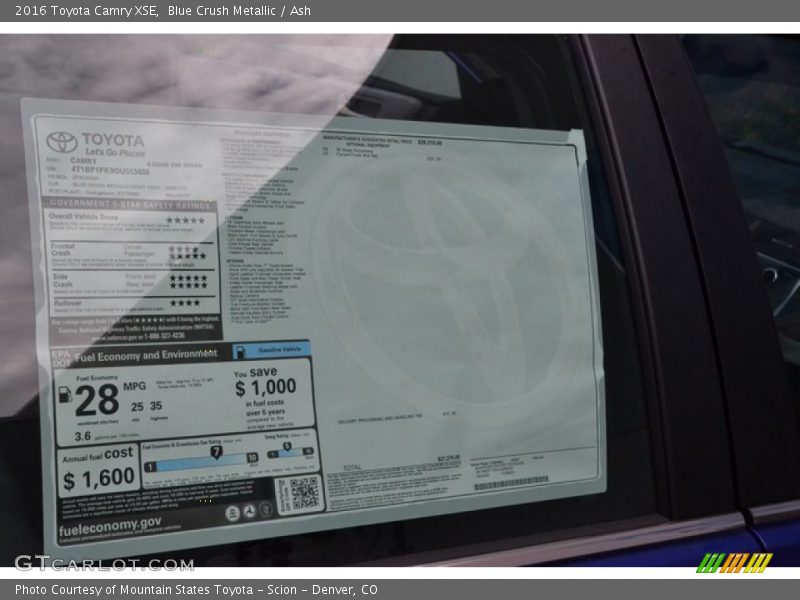 Blue Crush Metallic / Ash 2016 Toyota Camry XSE