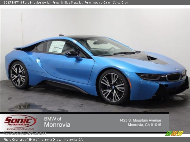 Protonic Blue Metallic / Pure Impulse Carum Spice Grey 2015 BMW i8 Pure Impulse World