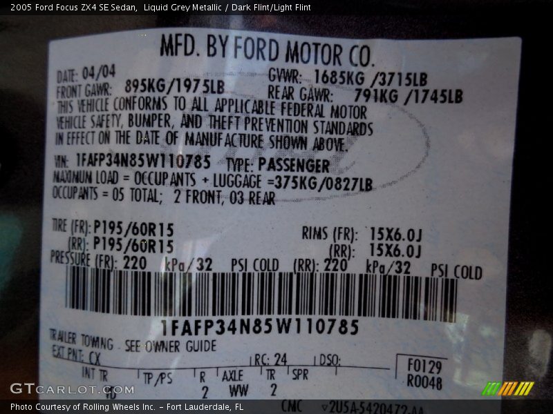 Liquid Grey Metallic / Dark Flint/Light Flint 2005 Ford Focus ZX4 SE Sedan