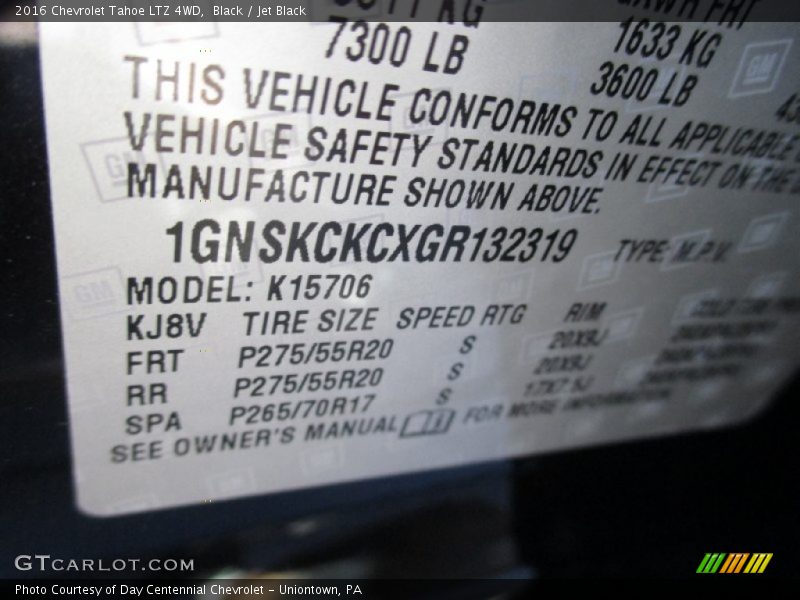 Black / Jet Black 2016 Chevrolet Tahoe LTZ 4WD