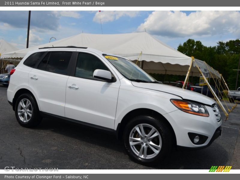 Frost White Pearl / Beige 2011 Hyundai Santa Fe Limited