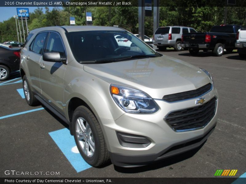 Champagne Silver Metallic / Jet Black 2016 Chevrolet Equinox LS AWD