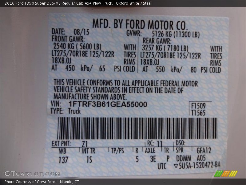 Oxford White / Steel 2016 Ford F350 Super Duty XL Regular Cab 4x4 Plow Truck