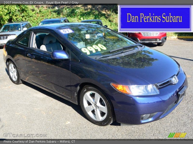Royal Blue Pearl / Gray 2007 Honda Civic EX Coupe