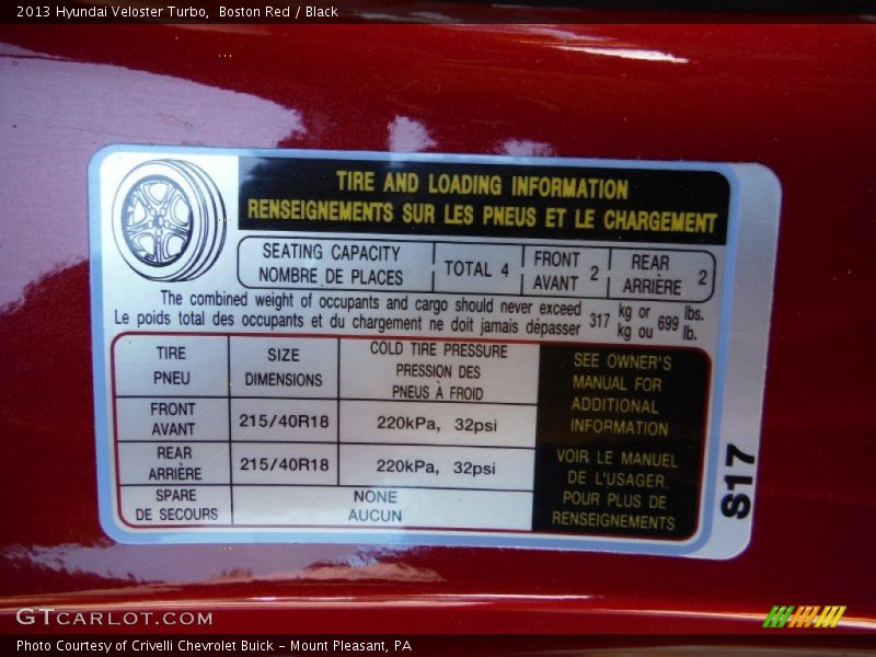 Boston Red / Black 2013 Hyundai Veloster Turbo