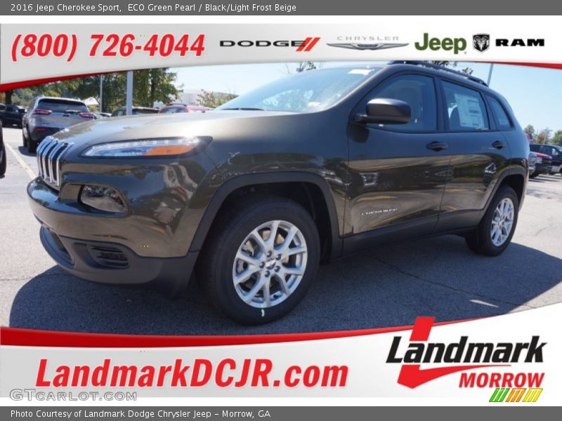 ECO Green Pearl / Black/Light Frost Beige 2016 Jeep Cherokee Sport
