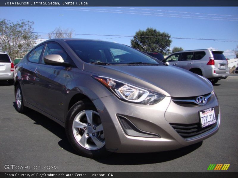 Bronze / Beige 2014 Hyundai Elantra SE Sedan