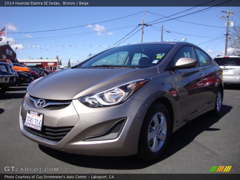 Bronze / Beige 2014 Hyundai Elantra SE Sedan