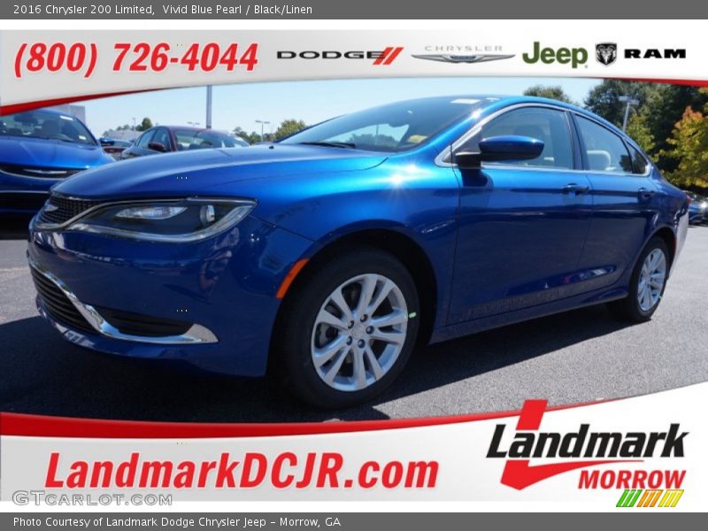 Vivid Blue Pearl / Black/Linen 2016 Chrysler 200 Limited