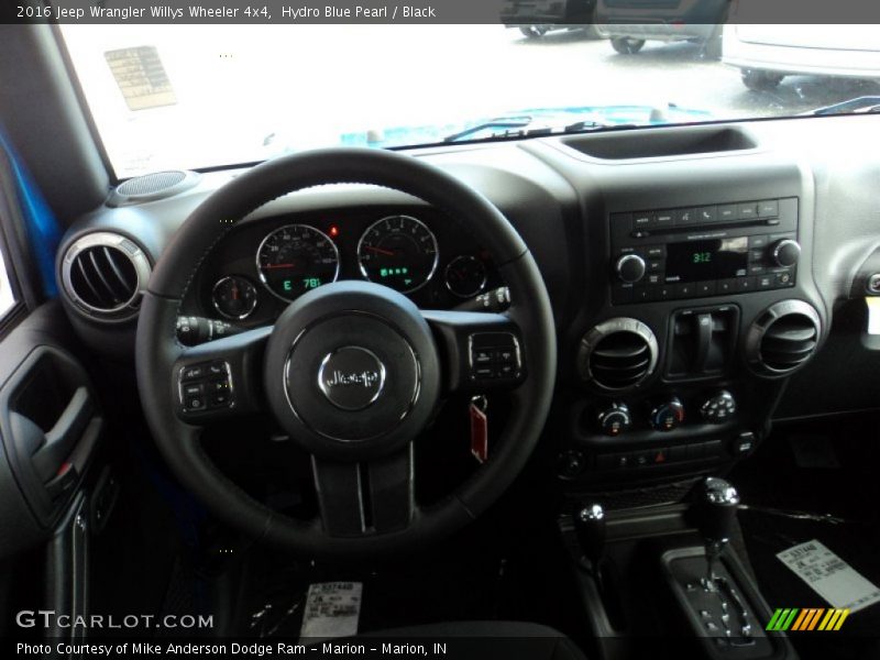 Hydro Blue Pearl / Black 2016 Jeep Wrangler Willys Wheeler 4x4