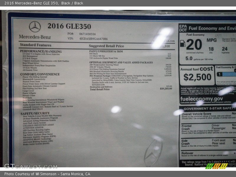 Black / Black 2016 Mercedes-Benz GLE 350