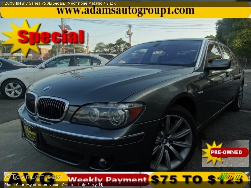 Moonstone Metallic / Black 2008 BMW 7 Series 750Li Sedan