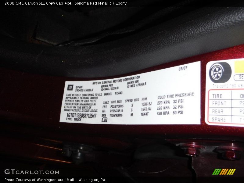 Sonoma Red Metallic / Ebony 2008 GMC Canyon SLE Crew Cab 4x4