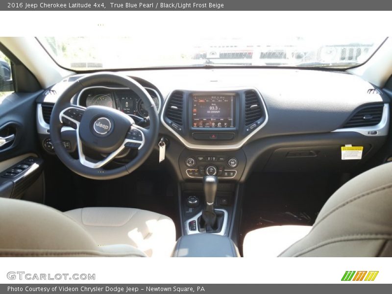 True Blue Pearl / Black/Light Frost Beige 2016 Jeep Cherokee Latitude 4x4