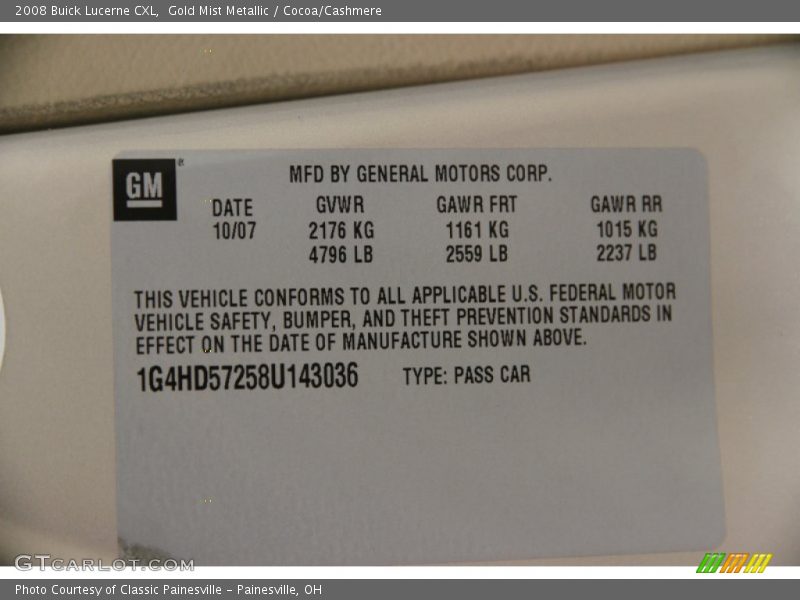 Gold Mist Metallic / Cocoa/Cashmere 2008 Buick Lucerne CXL