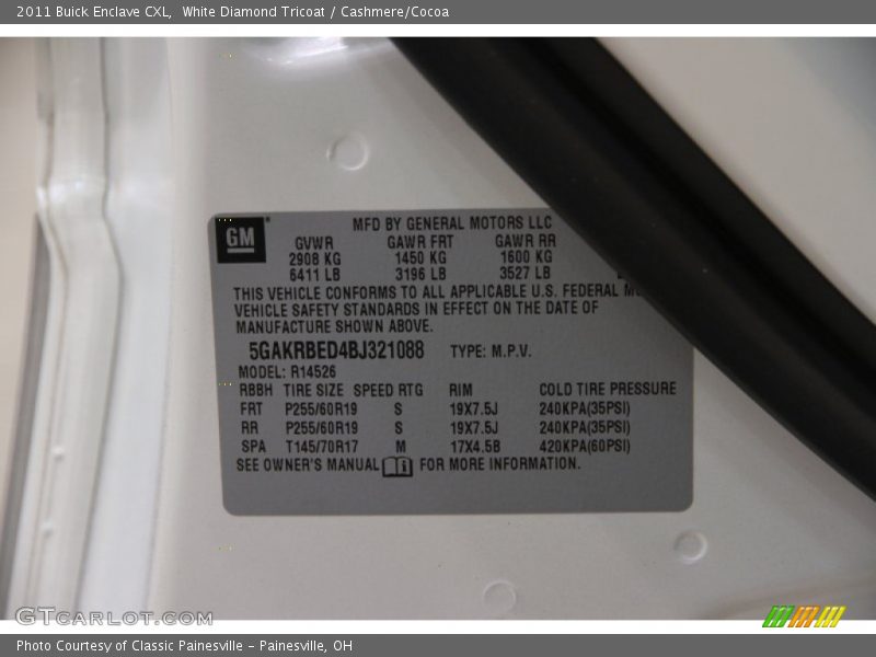 White Diamond Tricoat / Cashmere/Cocoa 2011 Buick Enclave CXL