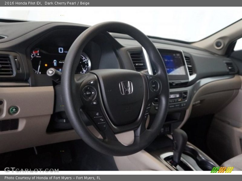 Dark Cherry Pearl / Beige 2016 Honda Pilot EX