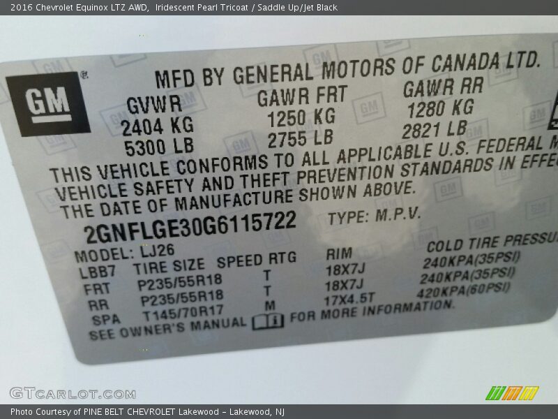 Iridescent Pearl Tricoat / Saddle Up/Jet Black 2016 Chevrolet Equinox LTZ AWD