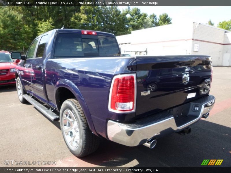 True Blue Pearl / Canyon Brown/Light Frost Beige 2016 Ram 1500 Laramie Quad Cab 4x4