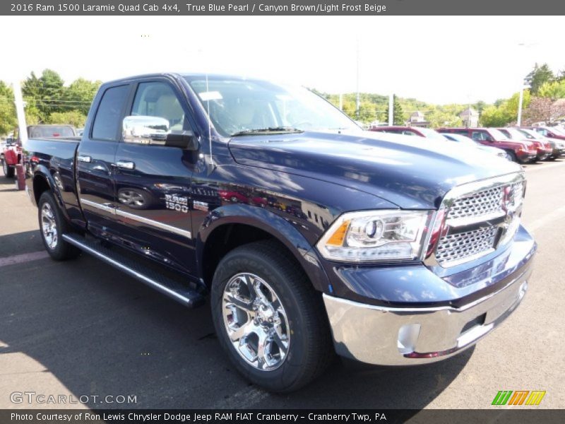 True Blue Pearl / Canyon Brown/Light Frost Beige 2016 Ram 1500 Laramie Quad Cab 4x4