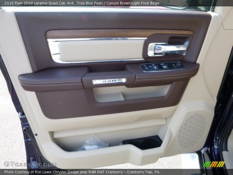 True Blue Pearl / Canyon Brown/Light Frost Beige 2016 Ram 1500 Laramie Quad Cab 4x4