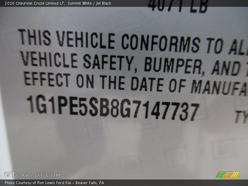 Summit White / Jet Black 2016 Chevrolet Cruze Limited LT