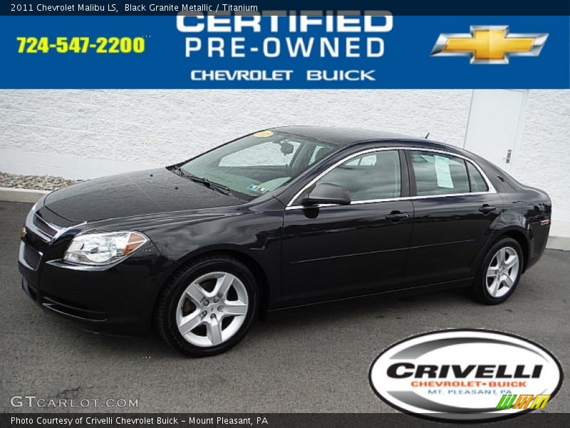 Black Granite Metallic / Titanium 2011 Chevrolet Malibu LS