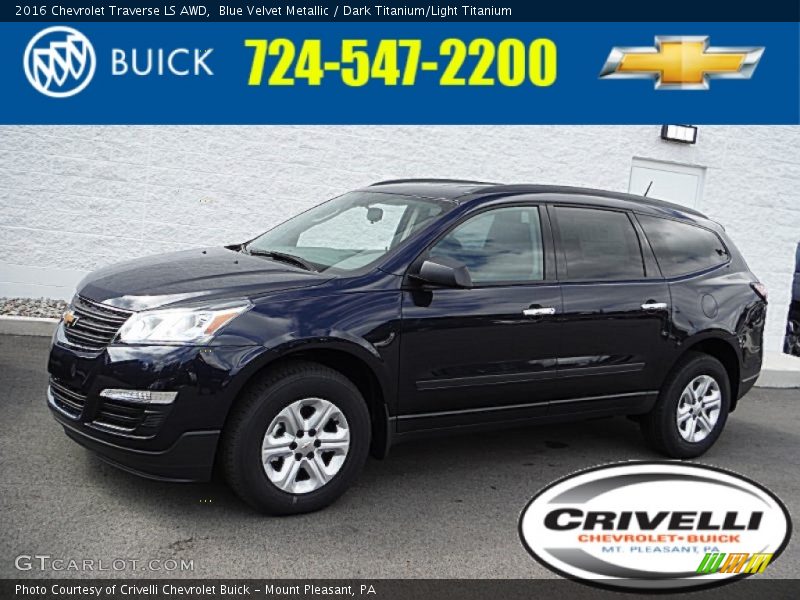 Blue Velvet Metallic / Dark Titanium/Light Titanium 2016 Chevrolet Traverse LS AWD