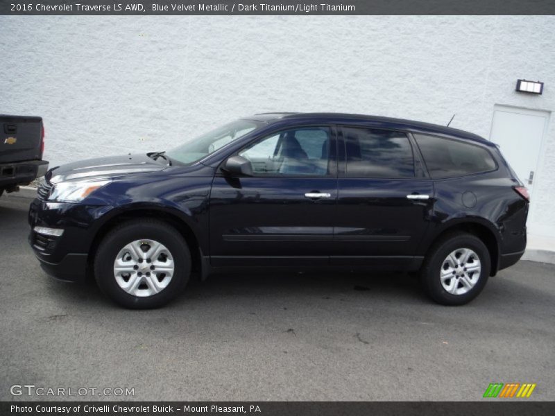 Blue Velvet Metallic / Dark Titanium/Light Titanium 2016 Chevrolet Traverse LS AWD