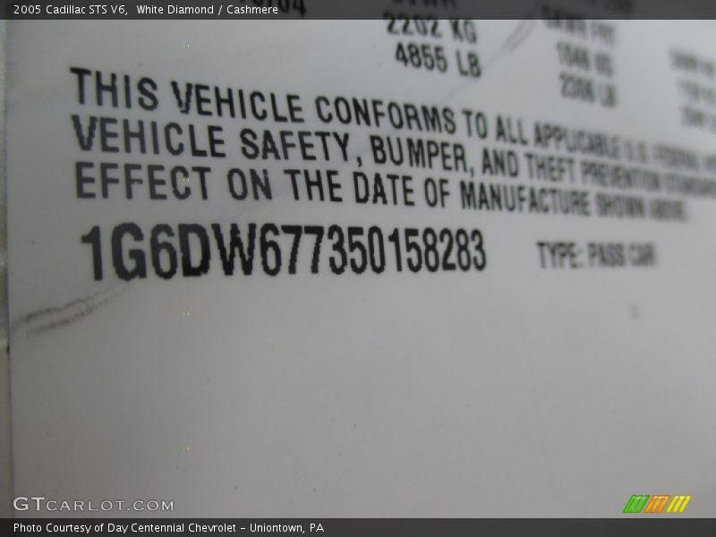 White Diamond / Cashmere 2005 Cadillac STS V6