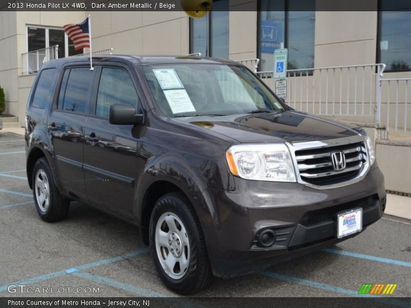 Dark Amber Metallic / Beige 2013 Honda Pilot LX 4WD