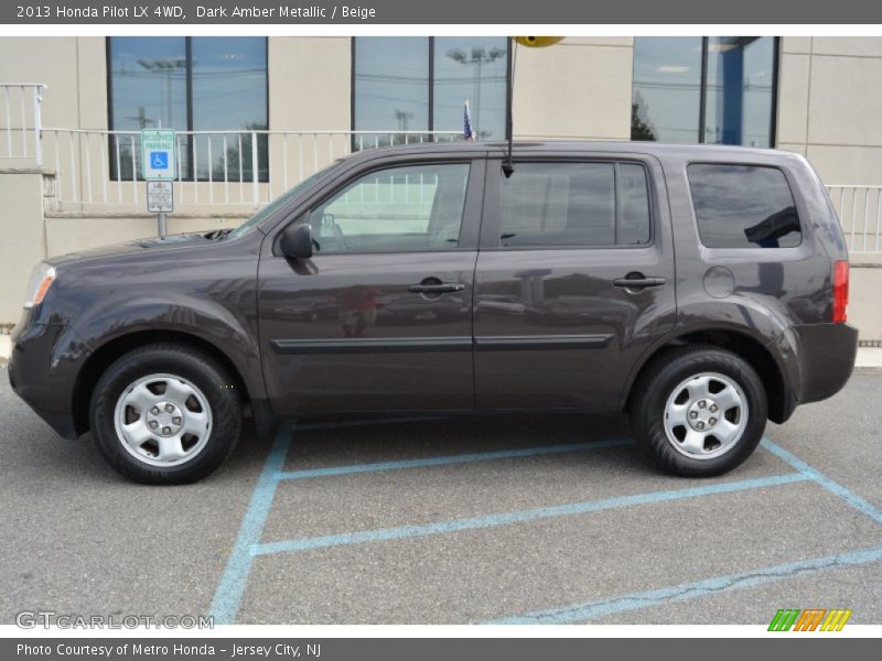 Dark Amber Metallic / Beige 2013 Honda Pilot LX 4WD