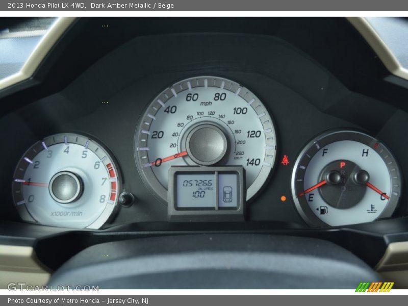 Dark Amber Metallic / Beige 2013 Honda Pilot LX 4WD