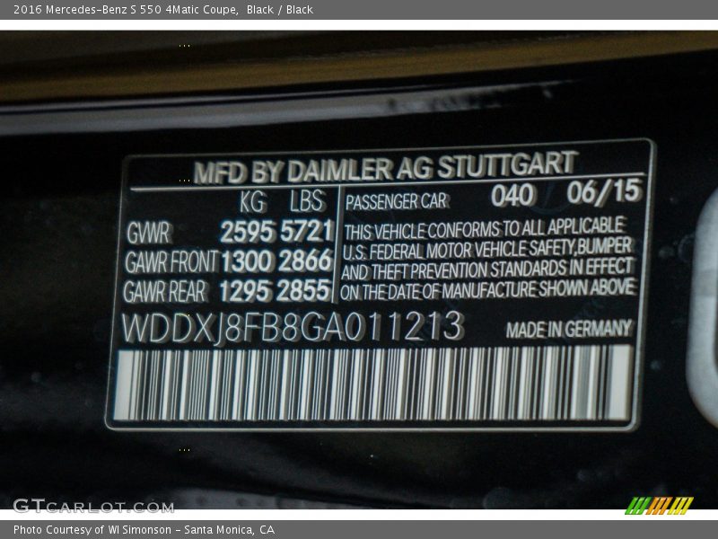 Black / Black 2016 Mercedes-Benz S 550 4Matic Coupe