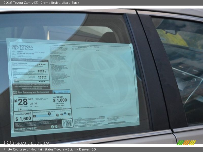 Creme Brulee Mica / Black 2016 Toyota Camry SE
