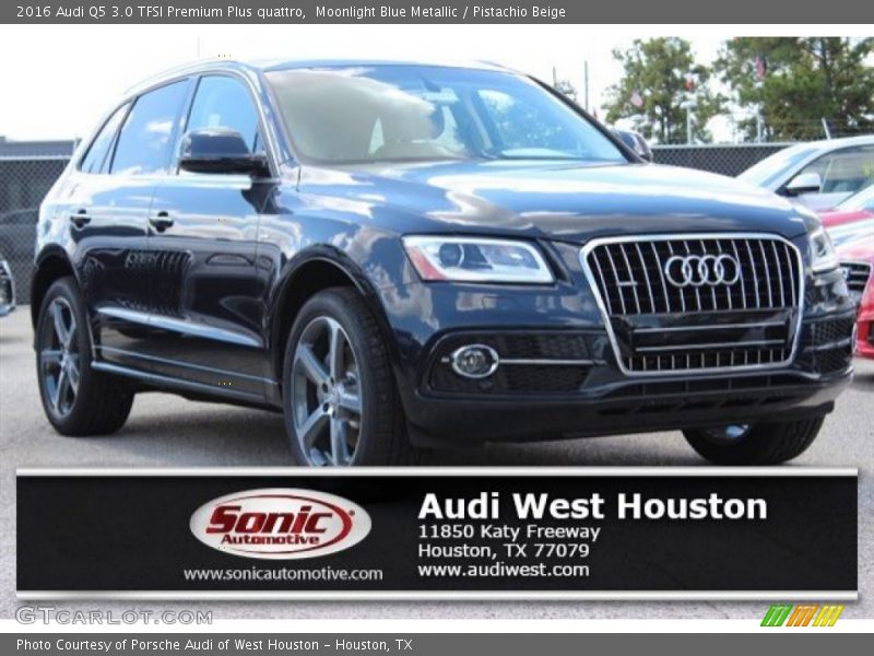 Moonlight Blue Metallic / Pistachio Beige 2016 Audi Q5 3.0 TFSI Premium Plus quattro