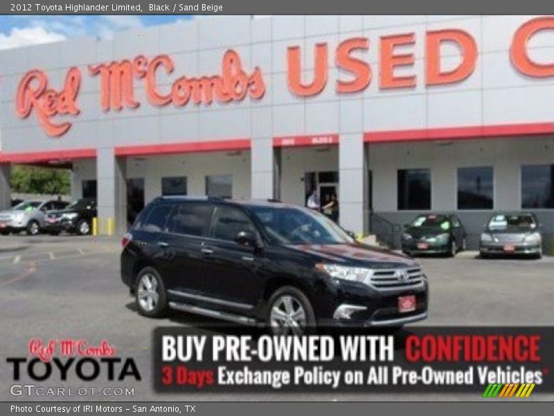 Black / Sand Beige 2012 Toyota Highlander Limited