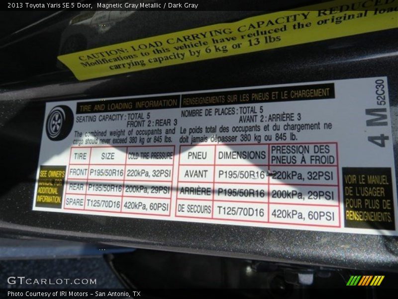 Magnetic Gray Metallic / Dark Gray 2013 Toyota Yaris SE 5 Door