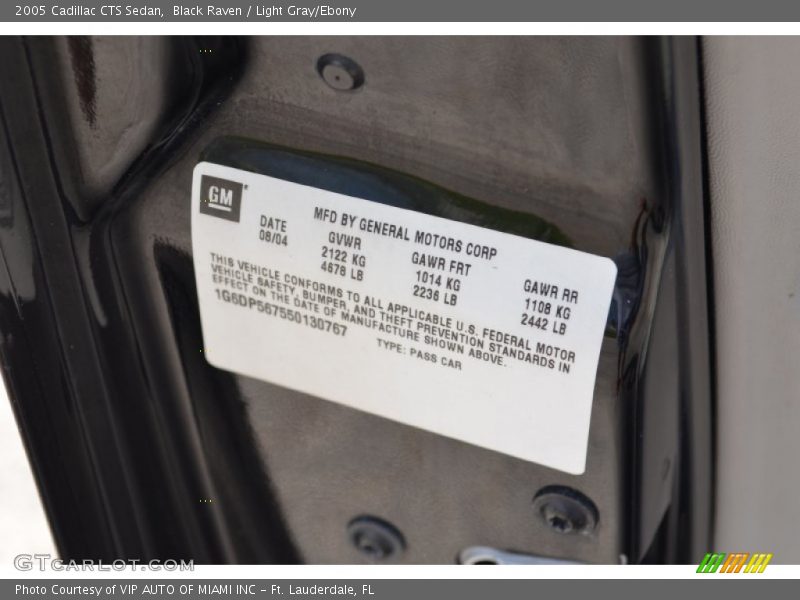 Black Raven / Light Gray/Ebony 2005 Cadillac CTS Sedan