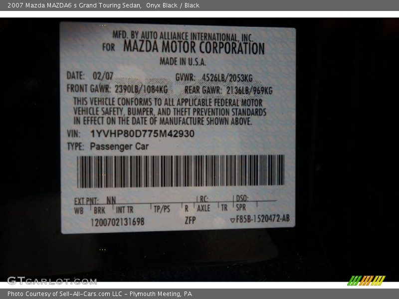 Onyx Black / Black 2007 Mazda MAZDA6 s Grand Touring Sedan